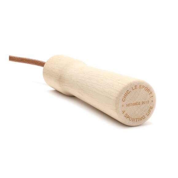 HERMES Paris wood handle and leather jumping rope - Picture 4 of 4